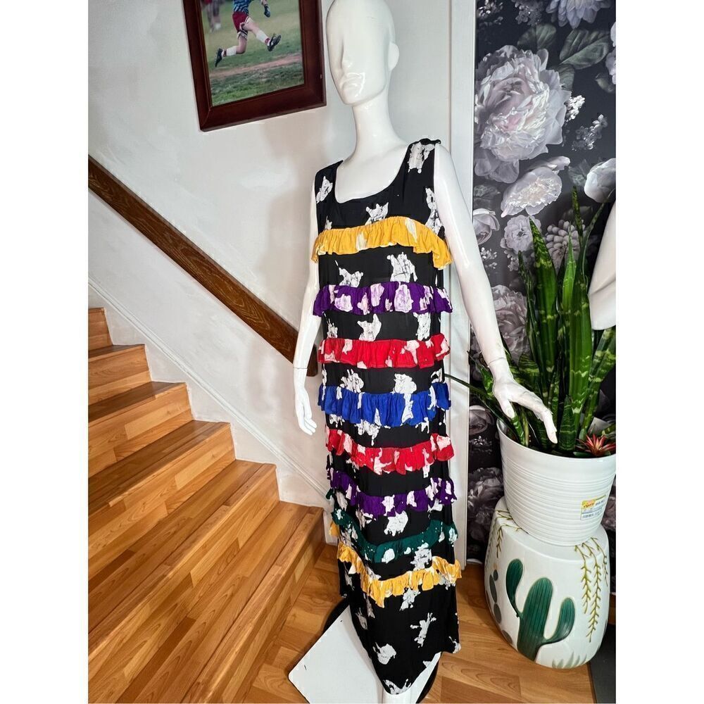 BUSAYO Ropo Splatter Print Ruffle Dress/ size XL - Picture 4 of 7
